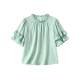 Mint Green Ruffled Mock Neck Layered Short Sleeve Blouse