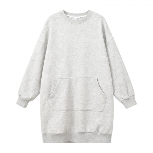 Heather Gray Oversized Crew Neck Sweatshirt Dress
