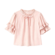 Light Pink Ruffled Mock Neck Bow Detail Short Sleeve Blouse